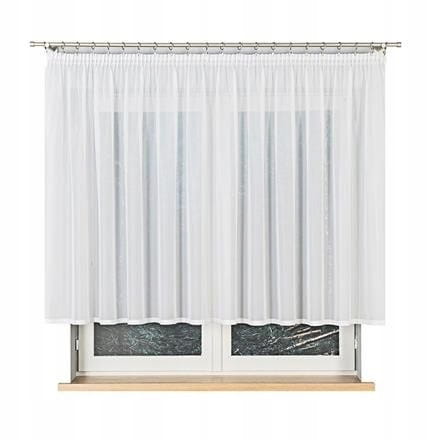 Krótka GOTOWA FIRANKA BIAŁA WOAL z taśmą 100x300cm FIRANA DO KUCHNI POKOJU