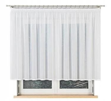 Krótka GOTOWA FIRANKA BIAŁA WOAL z taśmą 50x370cm