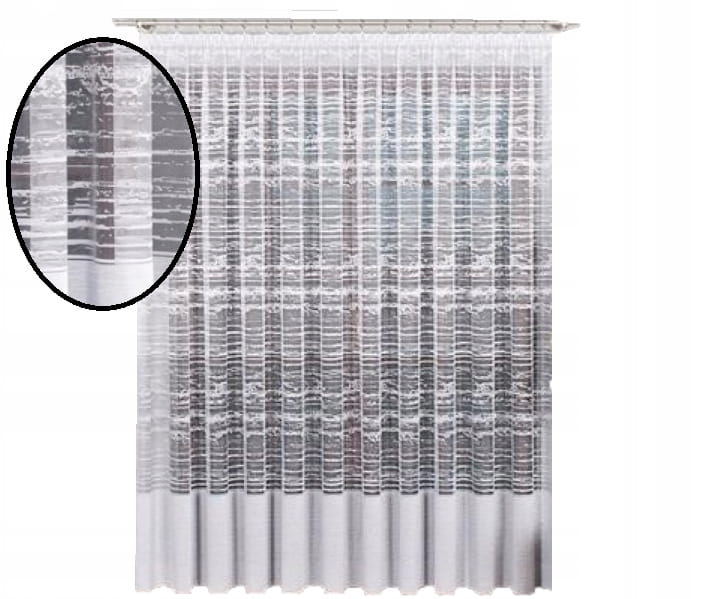 Biała/szara gotowa firanka żakard 275x400 049391 - elegancka, wysoka jakość