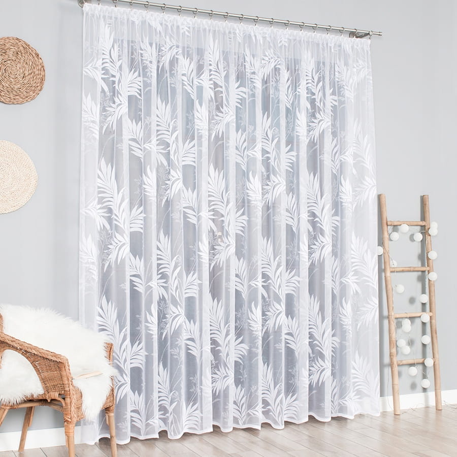 Biała gotowa firanka żakardowa 225x450cm 018920BT