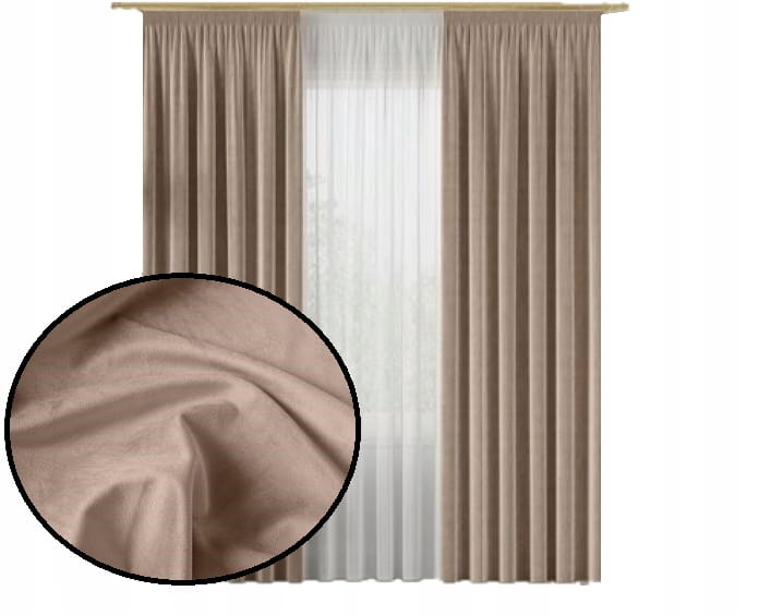 Zasłona velvet kawa z mlekiem na taśmie 220x140 - elegancka dekoracja