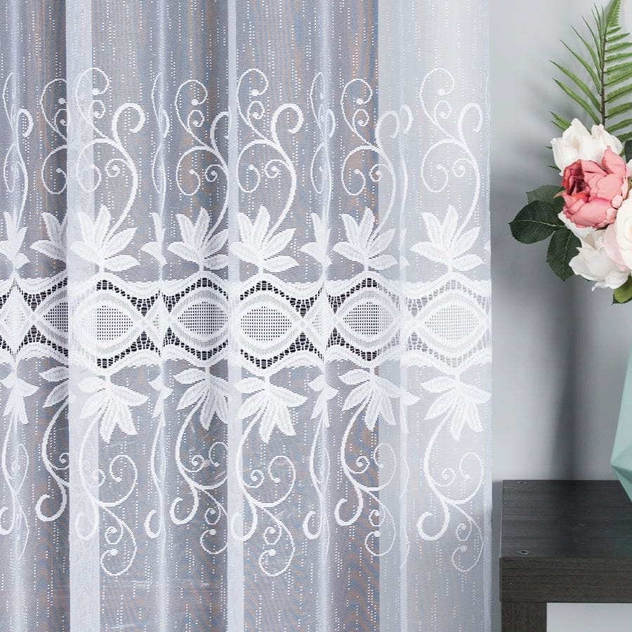 Firanka żakardowa na metry 018960 wys 250cm Biała - elegancka i stylowa