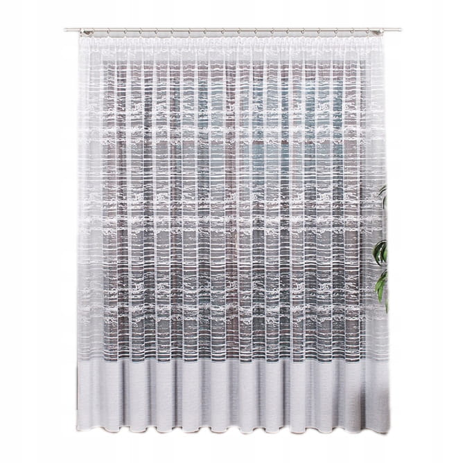 Biała/szara gotowa firanka żakard 225x600 049391