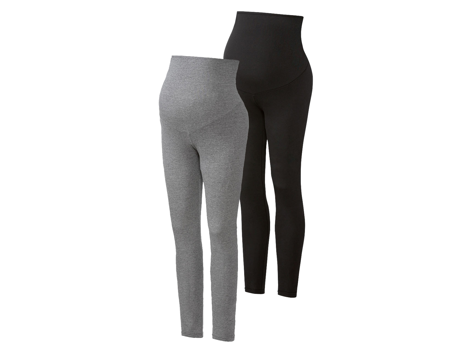 esmara Legginsy ciążowe damskie z bawełną organiczną, 2 pary XS 32/34, Czarny/ szary
