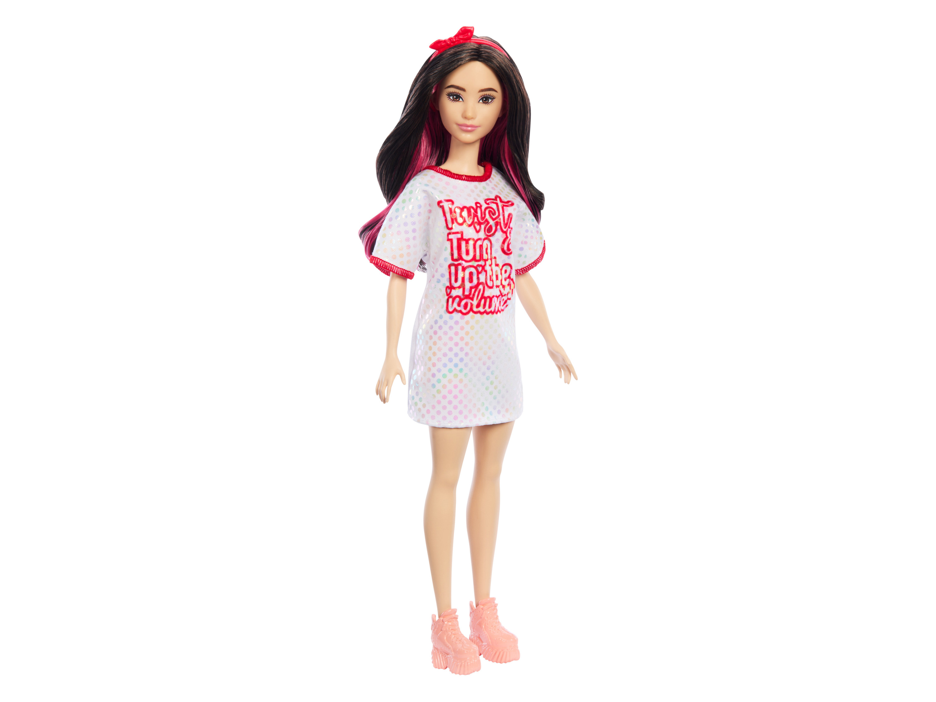 Barbie Lalka Hrh12_ Fashionistka - Czerwona Sukienka