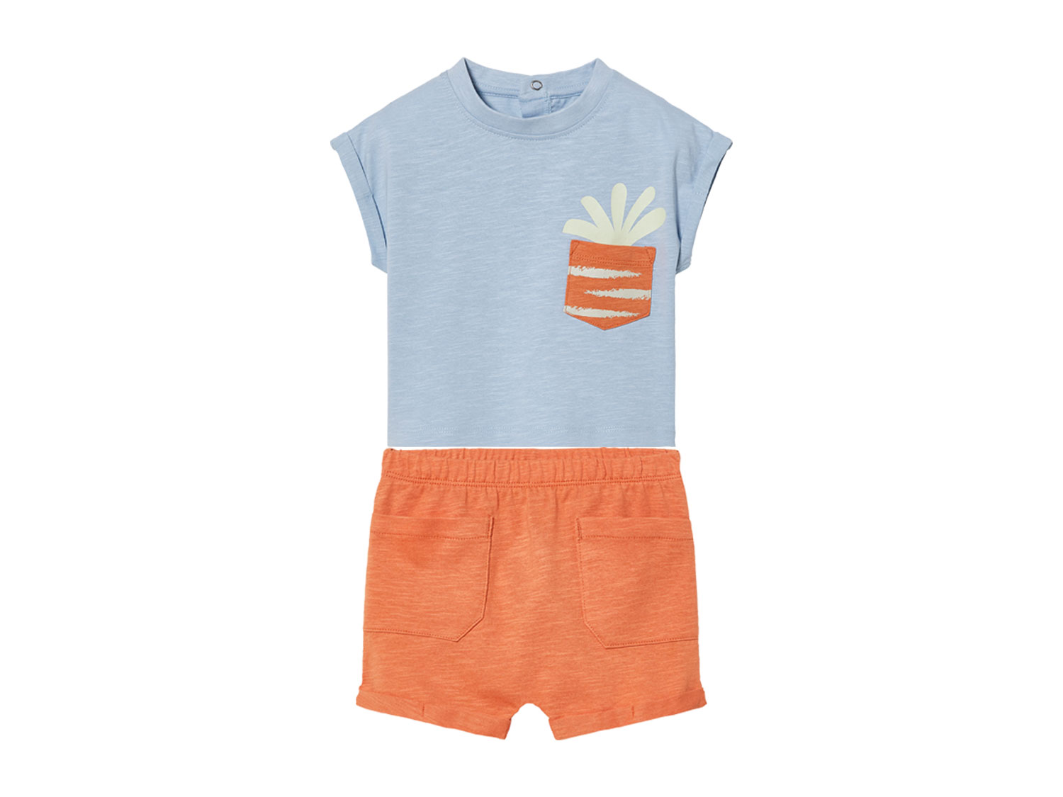 lupilu Komplet niemowlęcy z bawełny organicznej t-shirt + spodenki 50/56, Granatowy/ pomarańczowy