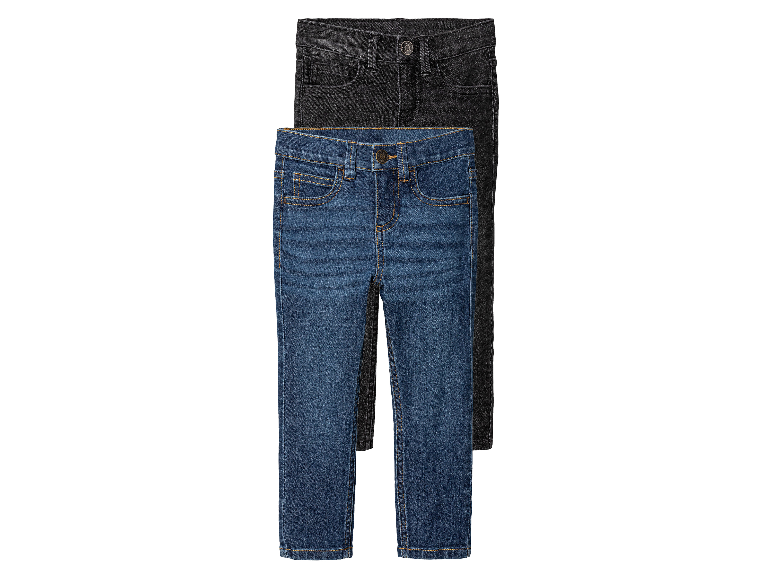 lupilu Jeansy dziecięce slim fit, 2 pary 128, Czarny/niebieski