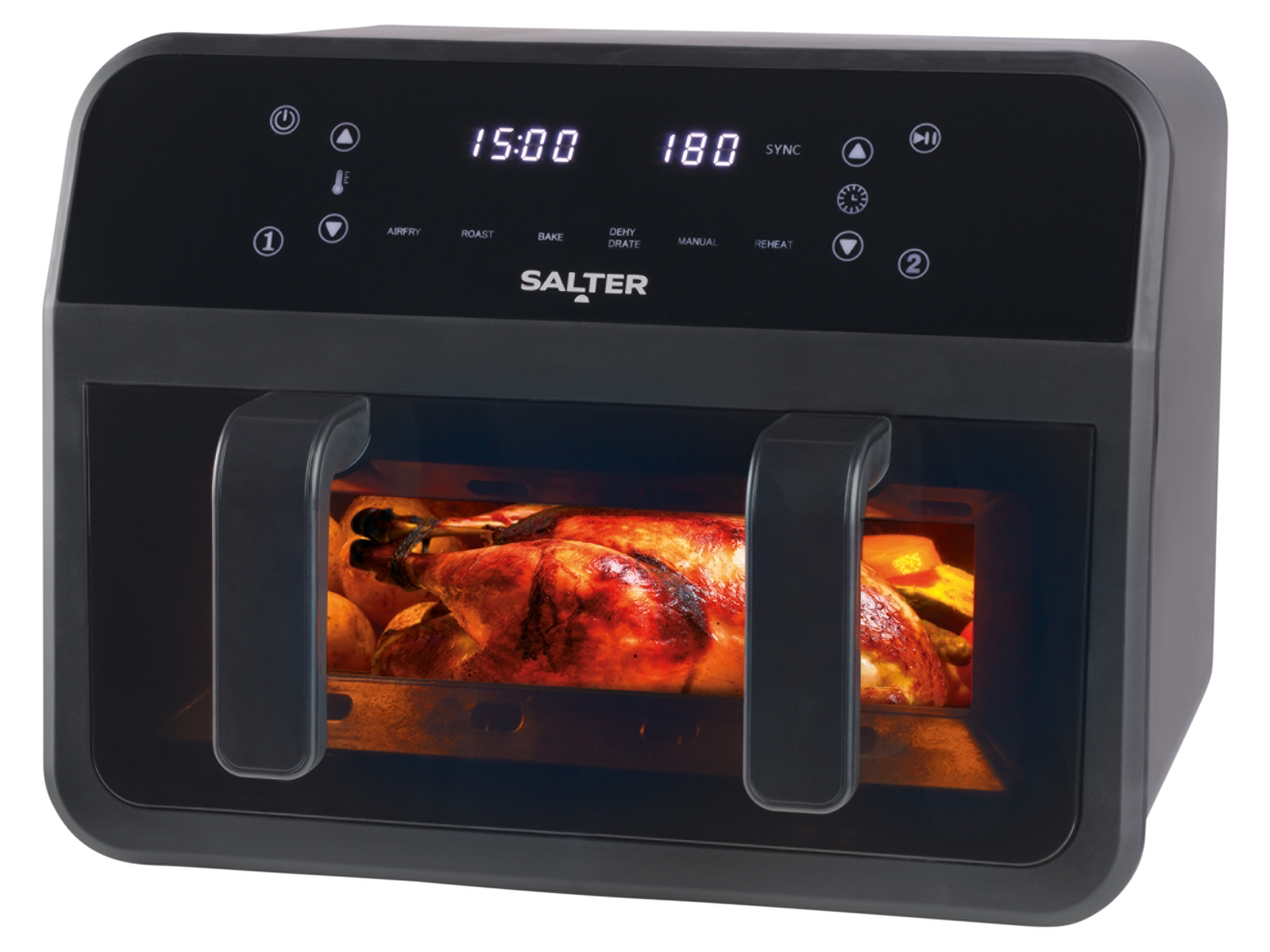 Salter Podwójna frytkownica beztłuszczowa Air Fryer Compact Dual AIR Pro, 2300 W