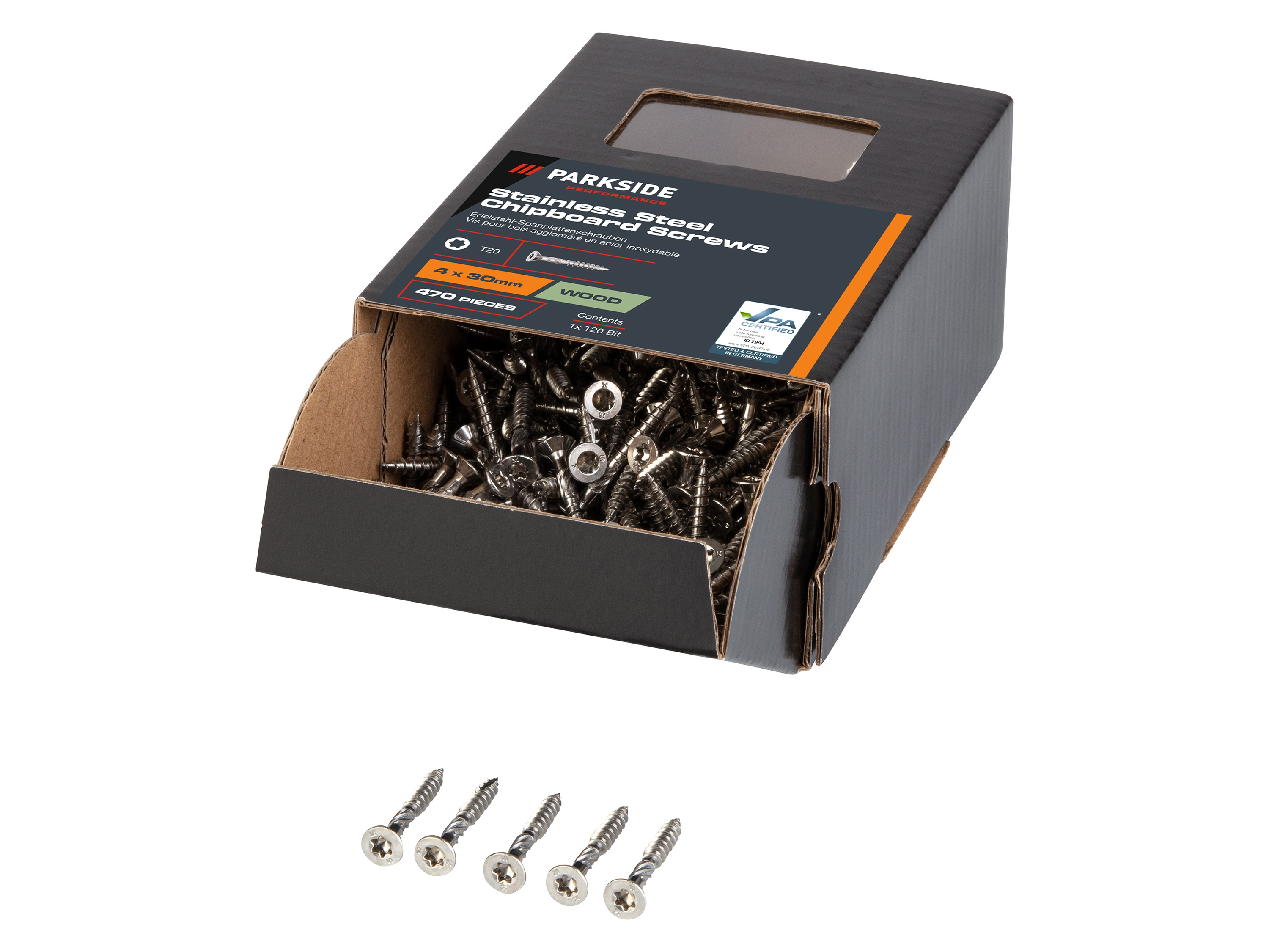 Parkside Performance Wkręty ze stali nierdzewnej do płyt wiórowych Tx20 4,0 x 30 mm