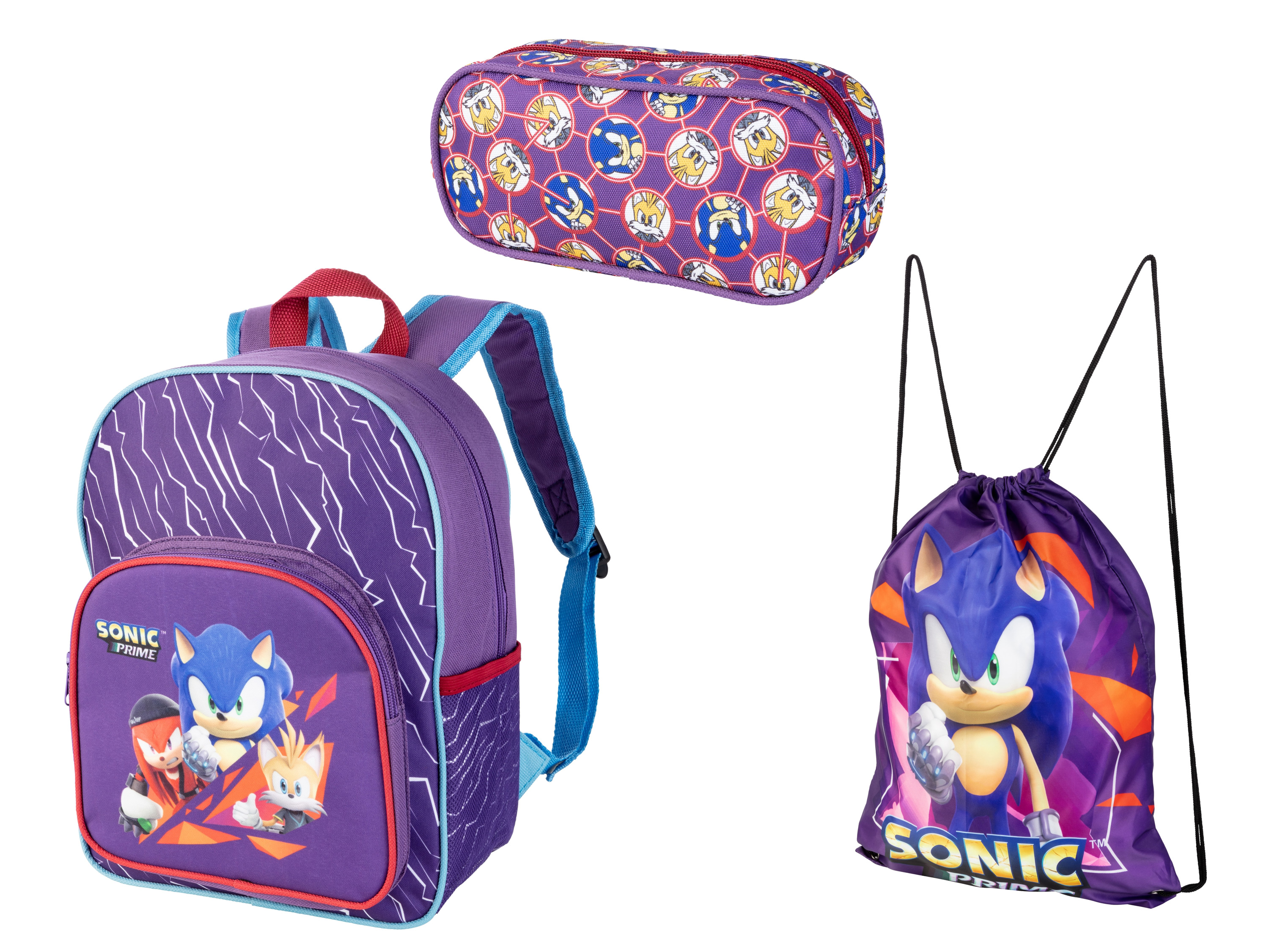 Durabo Zestaw plecak, piórnik i worek na strój sportowy, 3 elementy Wzór Sonic