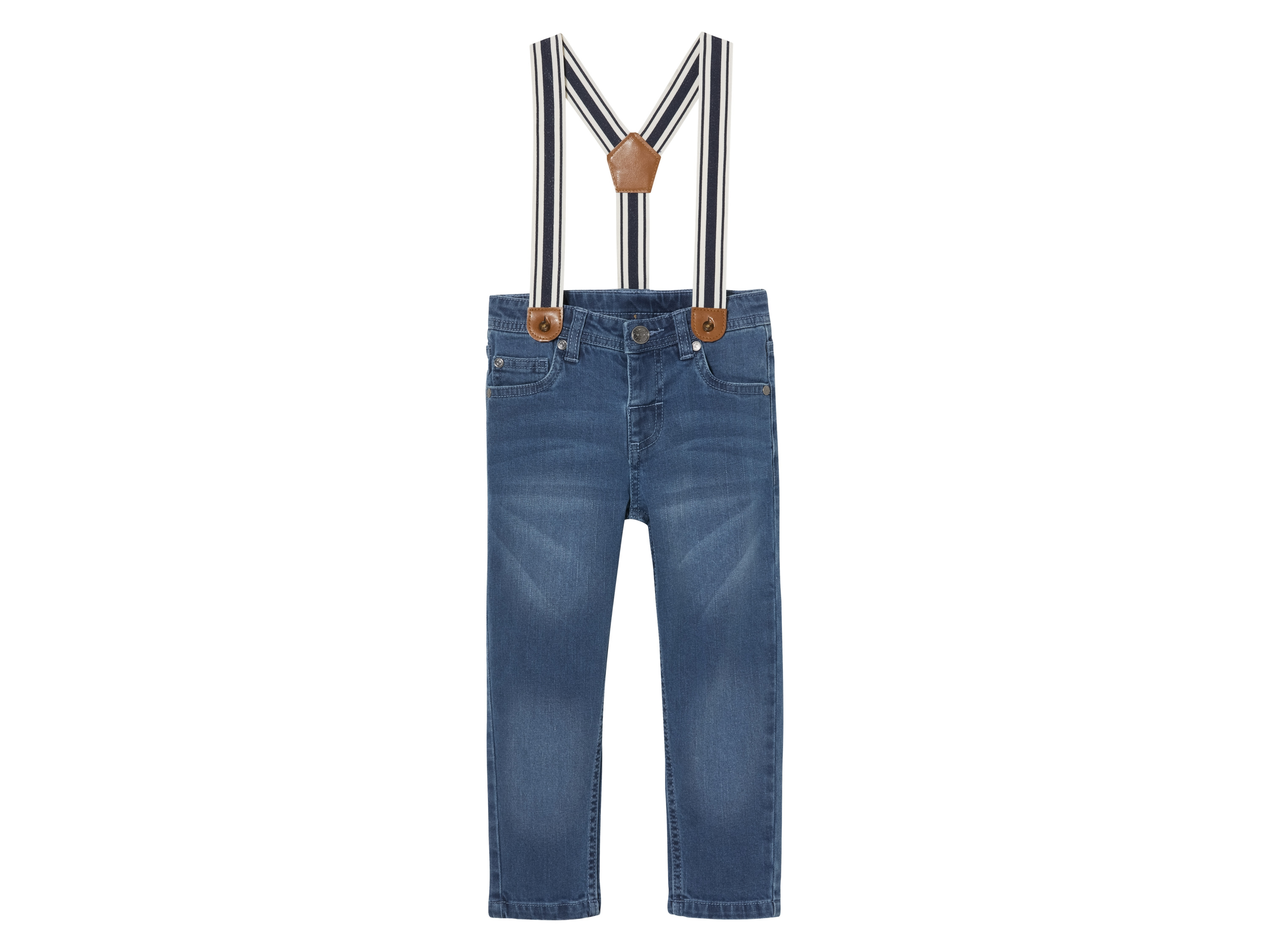 lupilu Jeansy dziecięce slim fit, z szelkami 110, Niebieski