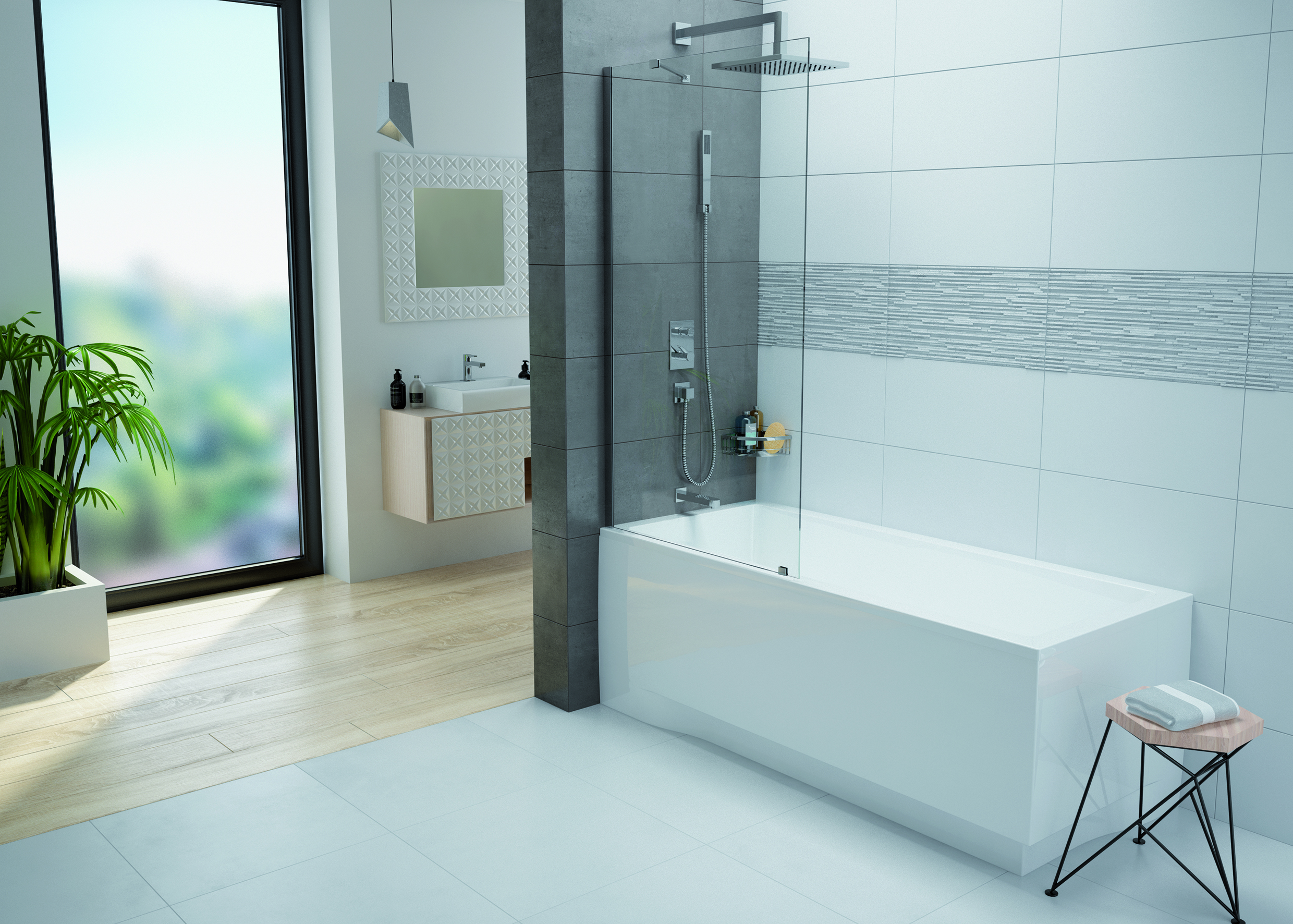 Darmowa Dostawa - Parawan nawannowy 80 cm 1-częściowy chrom połysk/szkło przezroczyste Sanplast Free Line II 600261052042401