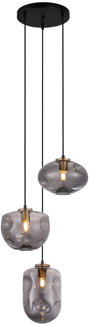 Darmowa Dostawa - Lampa wisząca 3x40 W czarna-przydymiona-miedź Italux Hatella PND1120383ABROSG