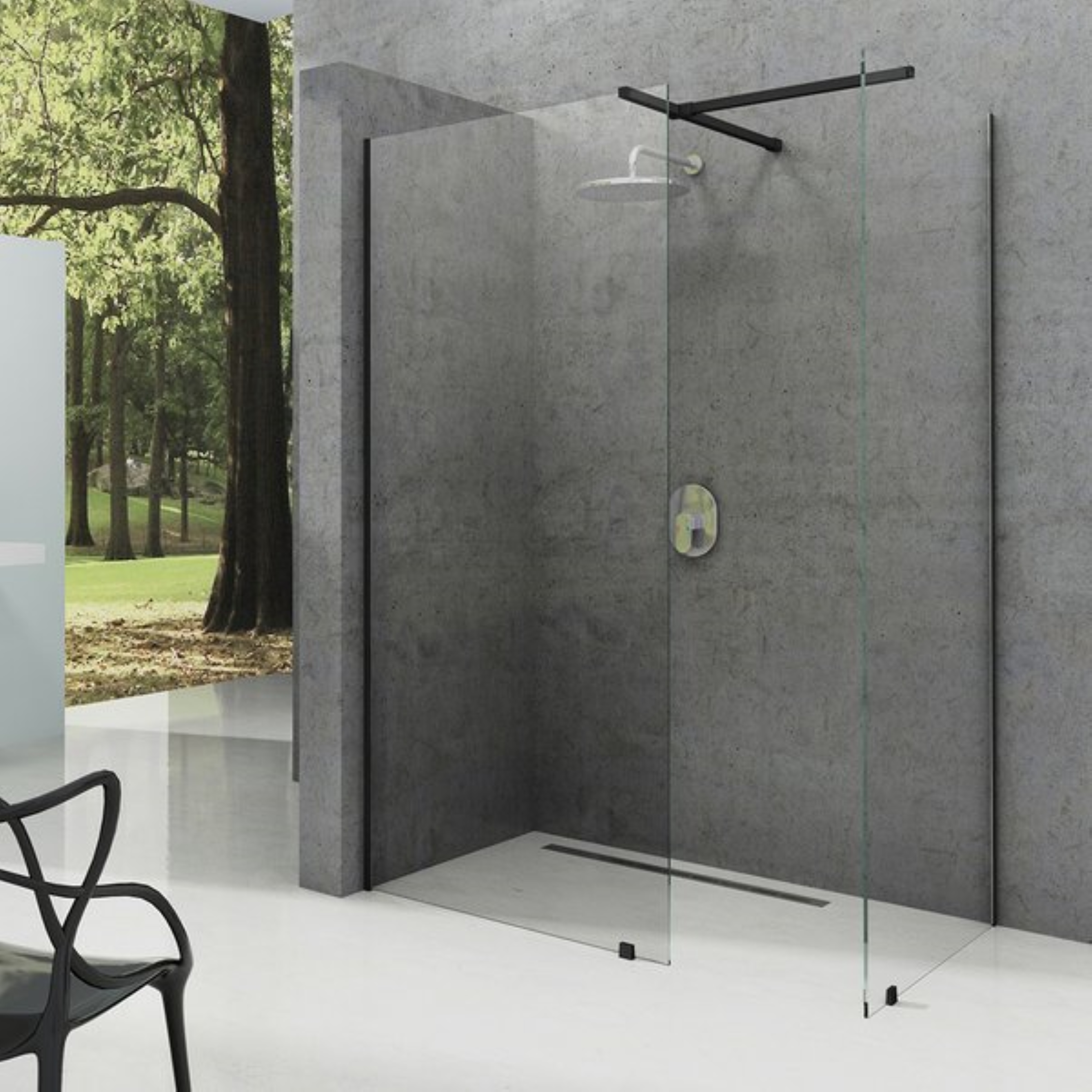 Darmowa Dostawa - Ścianka prysznicowa walk-in 80 cm czarny mat/szkło przezroczyste Ravak Walk-In GW9W40300Z1