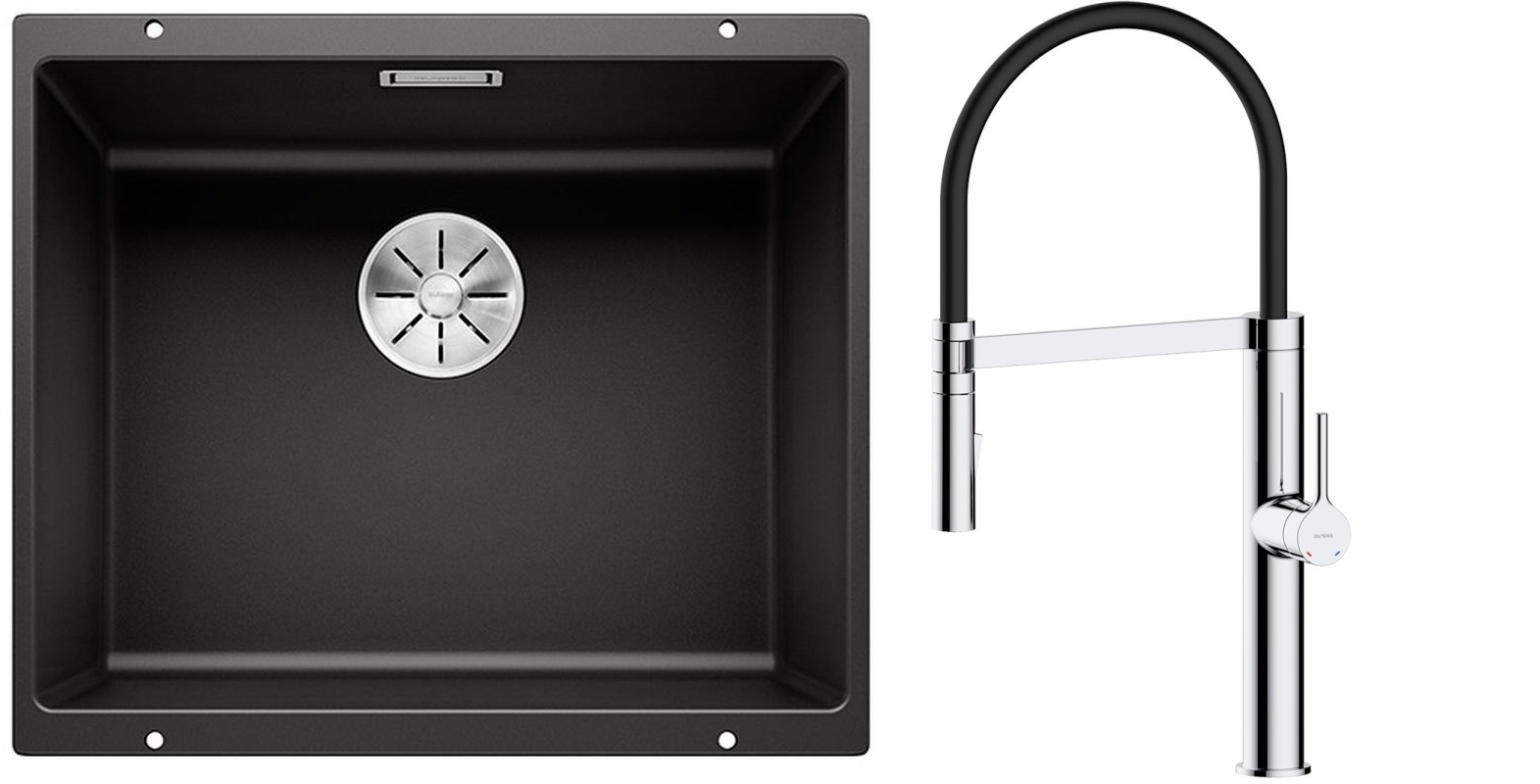 Darmowa Dostawa - Zlewozmywak z baterią czarny / chrom Blanco Subline 500-U abset4684