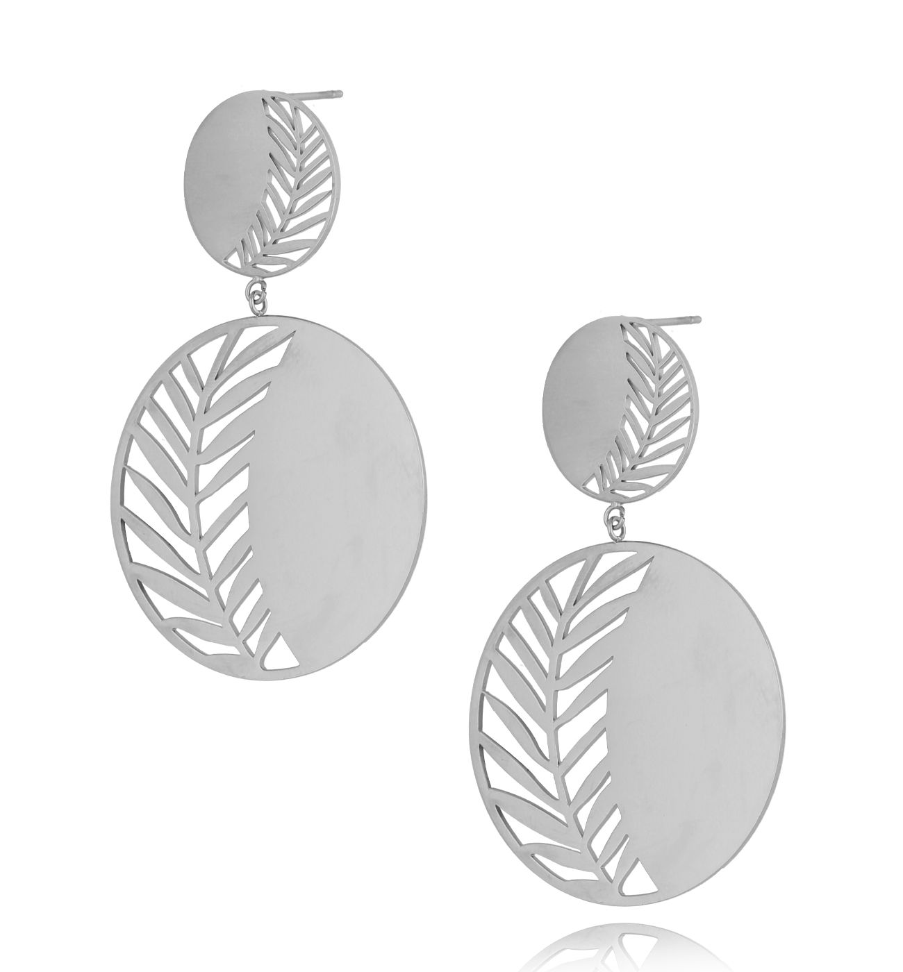 Kolczyki srebrne ze stali szlachetnej Silver Leaf KSA0280