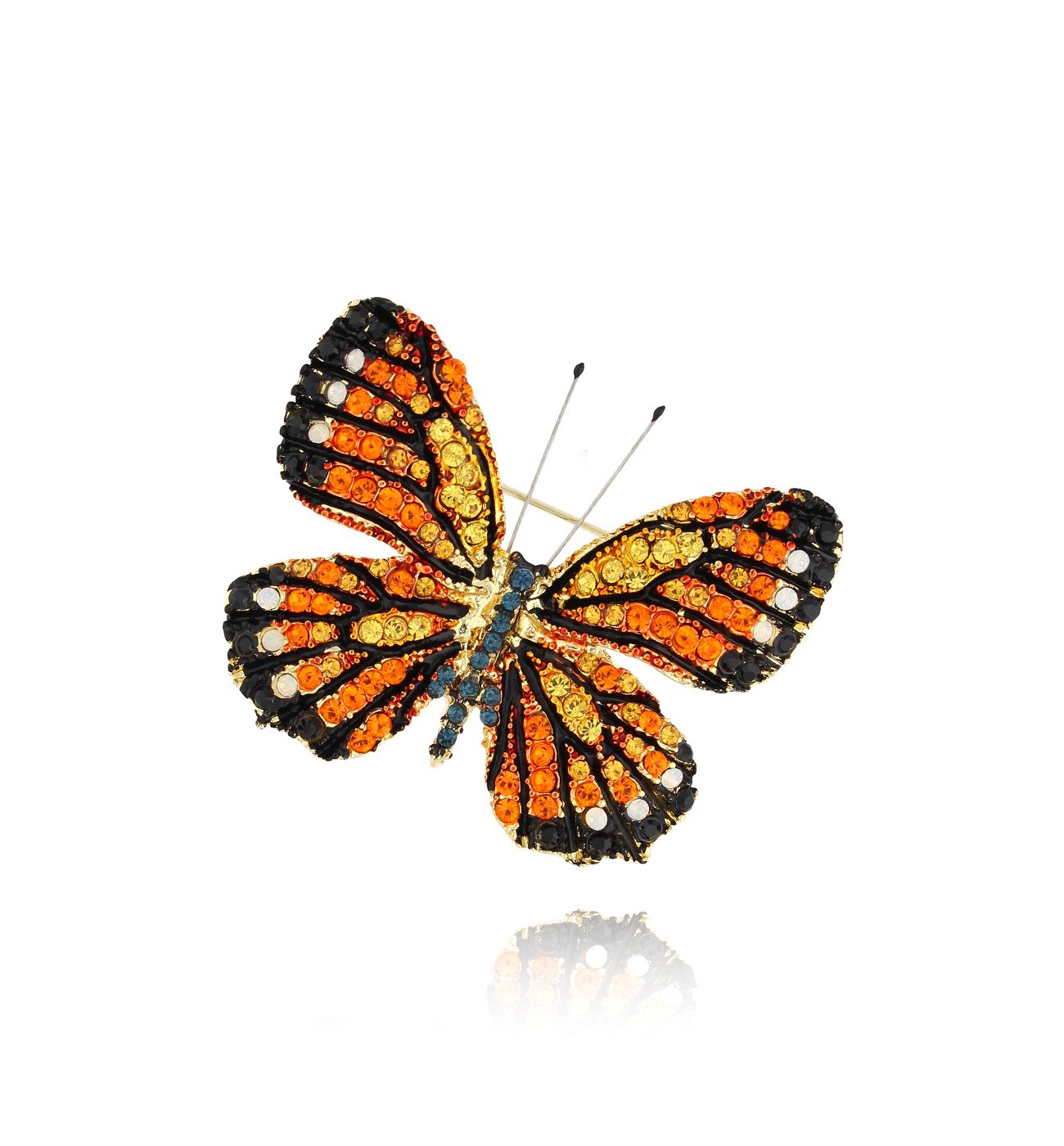 Broszka z kolorowym motylem Papillon BRPI0010 - By Dziubeka