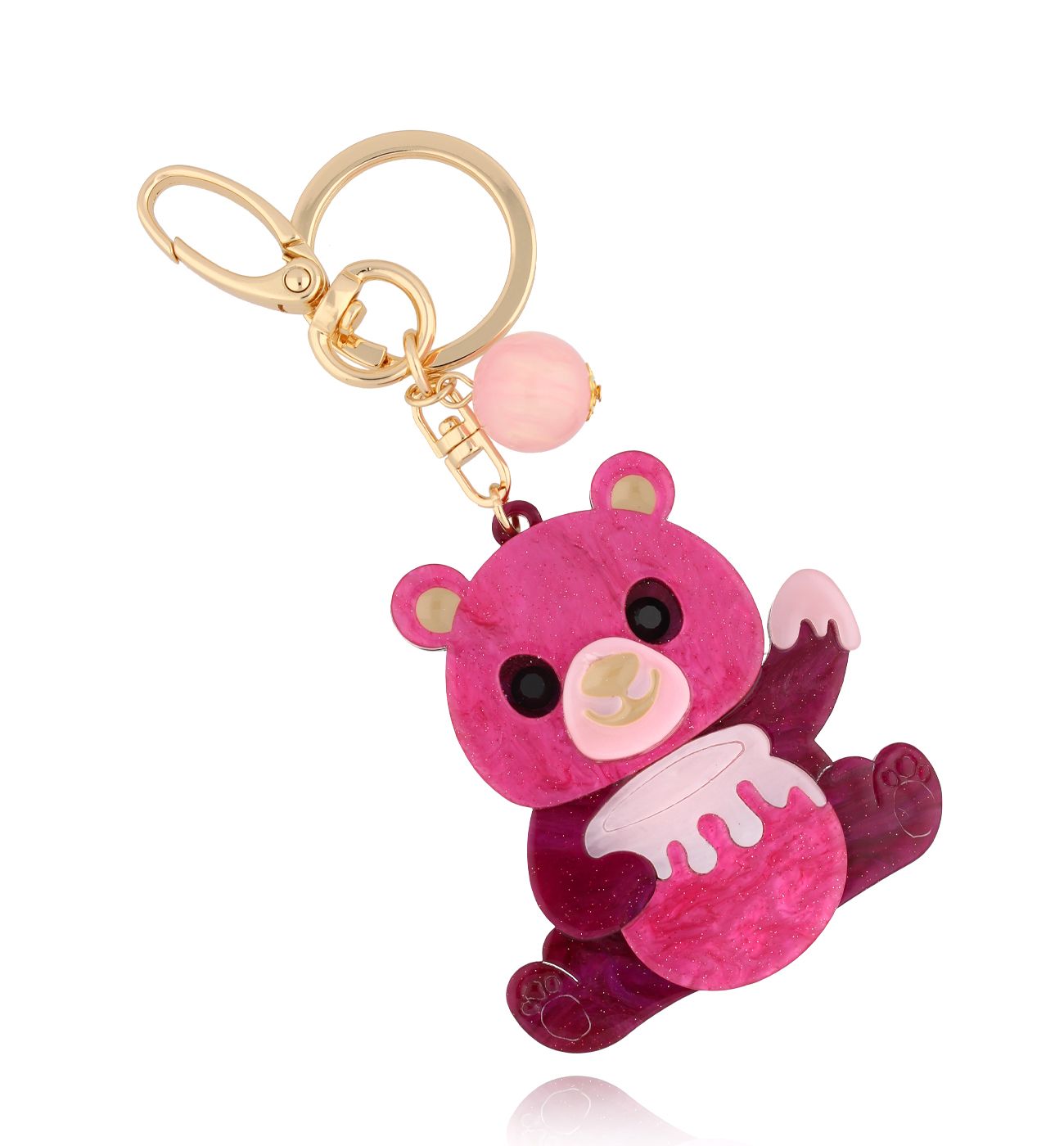 Brelok z fuksjowym misiem Teddy Bear Lover BREZA0079 - By Dziubeka