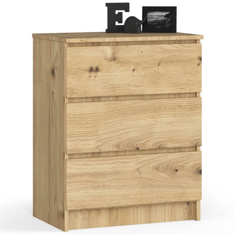 Komoda Akord K60 Dąb Artisan 60 cm 3 szuflady kolor Dąb Artisan mat 60x40x77 cm 1 szt.
