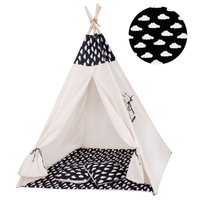 Namiot Tipi dla dzieci Springos wigwam czarny w chmury XXL 1 szt.