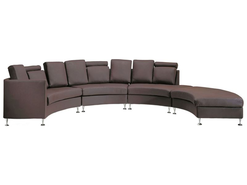 Sofa półokrągła 7-osobowa skórzana modułowa brązowa Rotunde 1 szt.