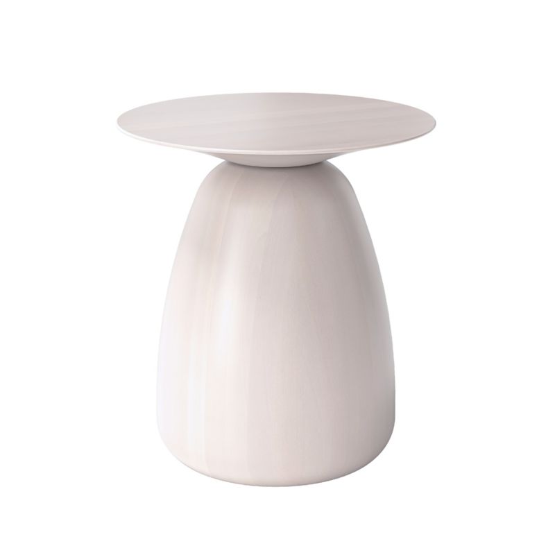 Stolik drewniany Kayani Baobab 34 śr. 33 cm biały 1 szt.