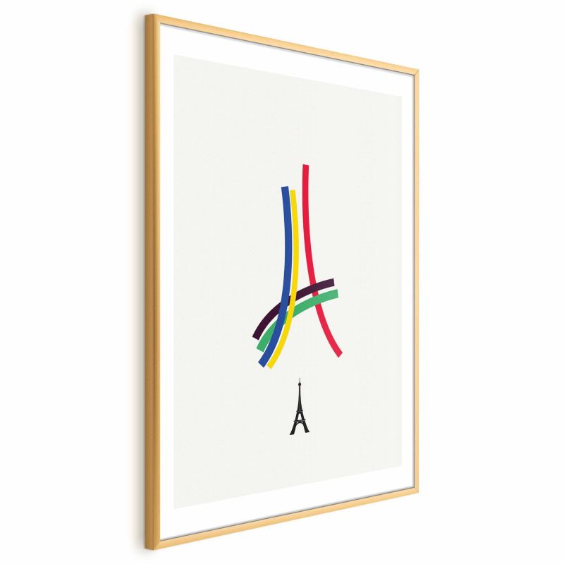 Plakat Artgeist Abstrakcyjna Wieża Eiffla 29,7x42 cm z ramą złotą 1 szt