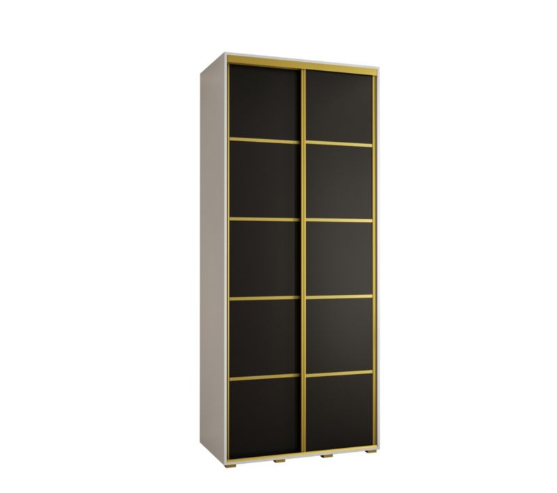 Szafa przesuwna Abiks DAVOS 4 wysoka szer.110cm gł.60cm biały/czarny/złoty 1szt.