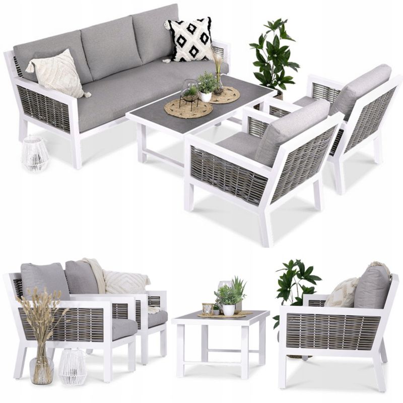 Zestaw Mebli Ogrodowych Wypoczynkowych OLYMPIA Sofa Fotel Stolik na Taras 1 szt