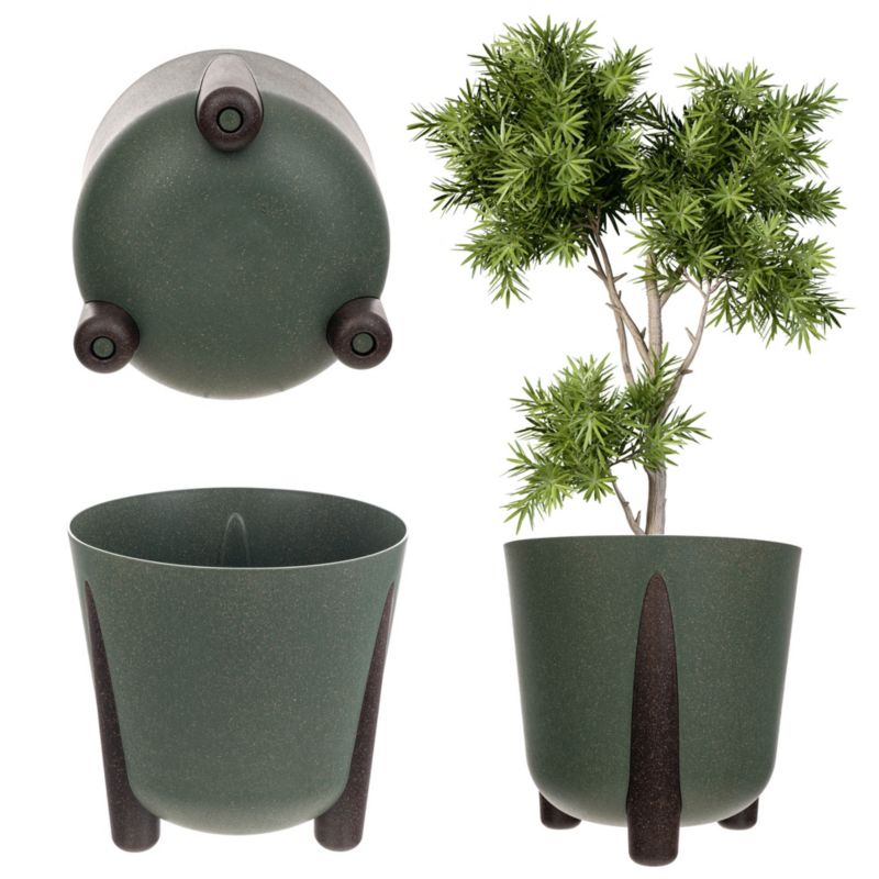 Doniczka KADAX Donica Na Kwiaty Eco Osłonka Nóżki Korek + Wkład 34cm Zielona 1szt.