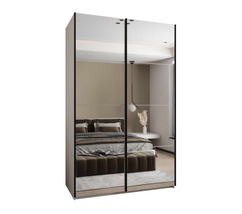 Szafa przesuwna Abiks LUX 2 wysoka szer.150cm biały/biały/czarny 1szt.
