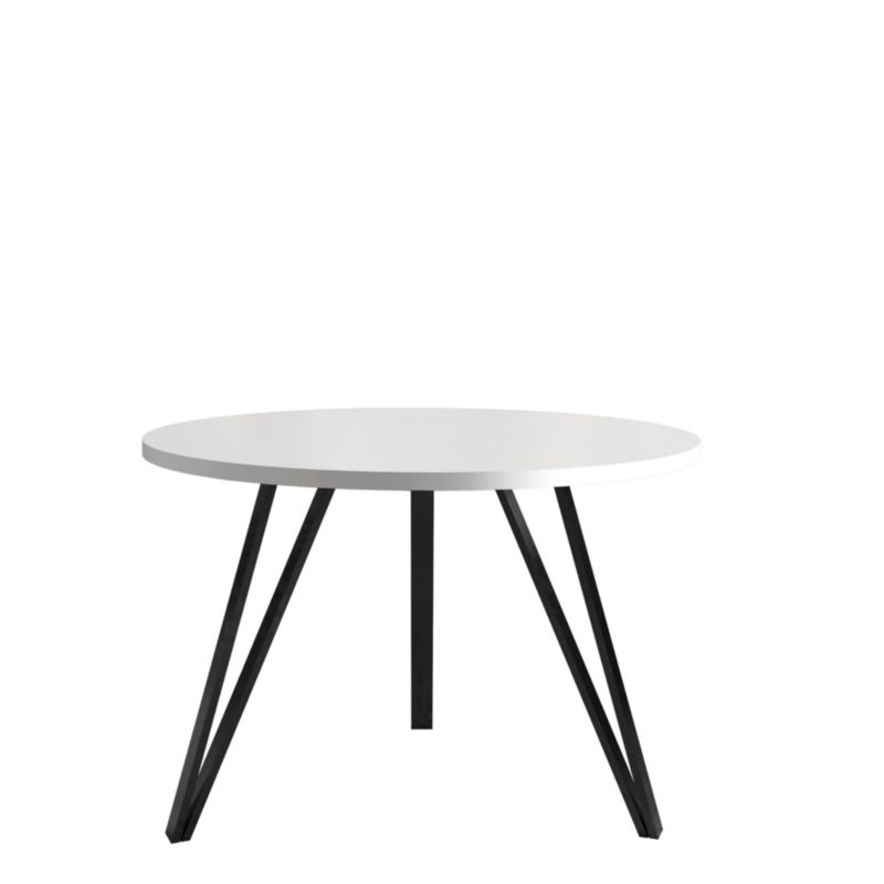 Stolik okrągły Bettso Linea z eleganckimi czarnymi nóżkami biały 1szt.