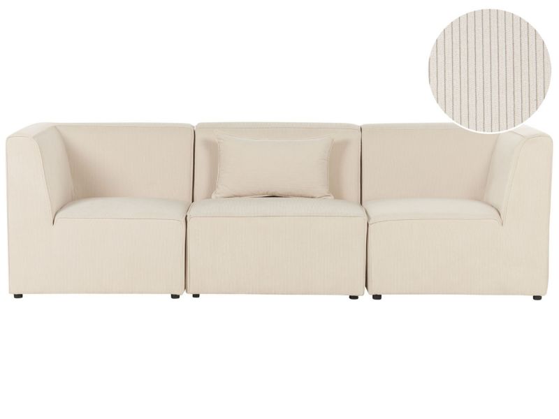 Sofa modułowa 3-osobowa sztruksowa beżowa Lemvig 1 kpl
