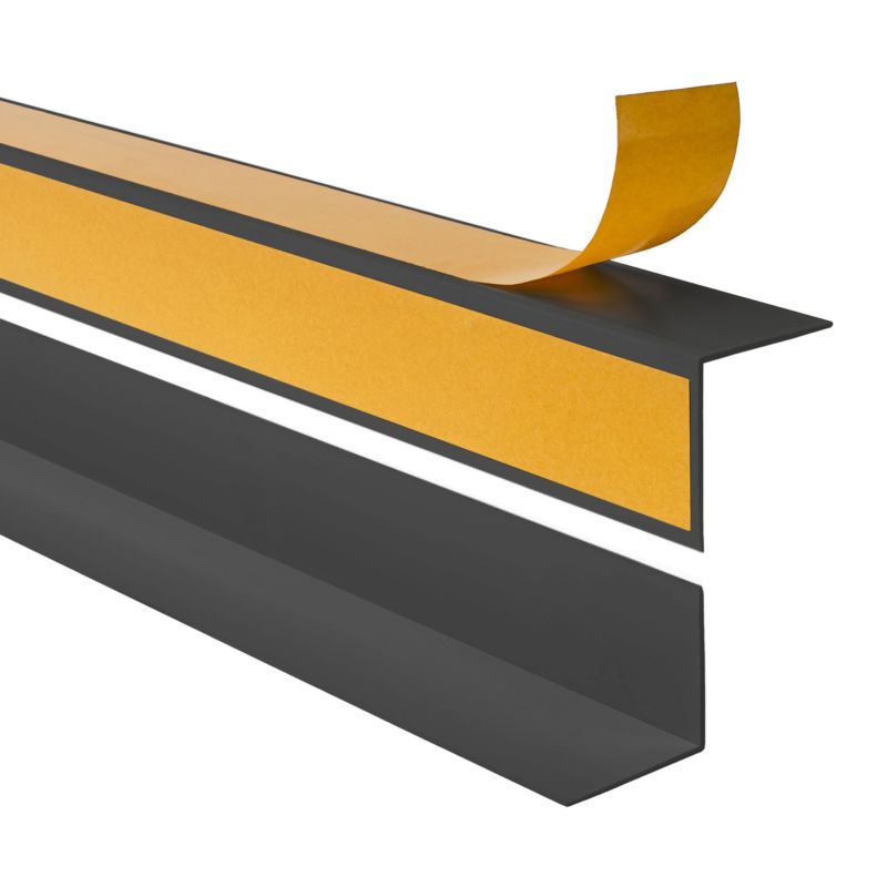Kątownik twardy PCV 50x20mm, QUEST samoprzylepny, klejony po zewnętrznej stronie, ozdobny profil L kątowy, KTZ, ciemnoszary, 1.5m