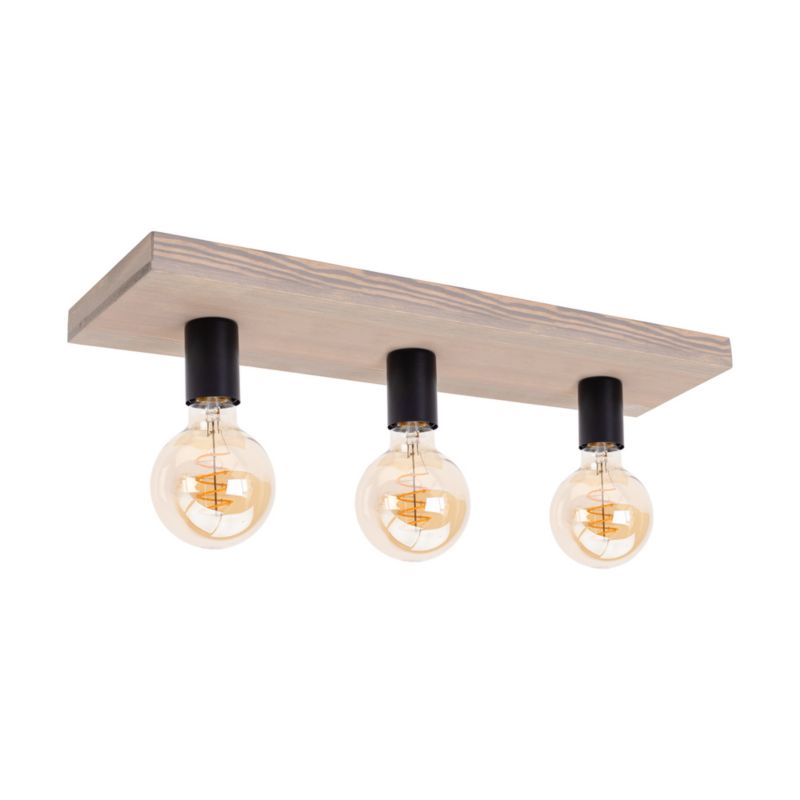 Drewniana Lampa Sufitowa SPOT Light 3xE27 Max.60W Sosna Bejcowana Szara FSC, Polski Producent, 1 szt.