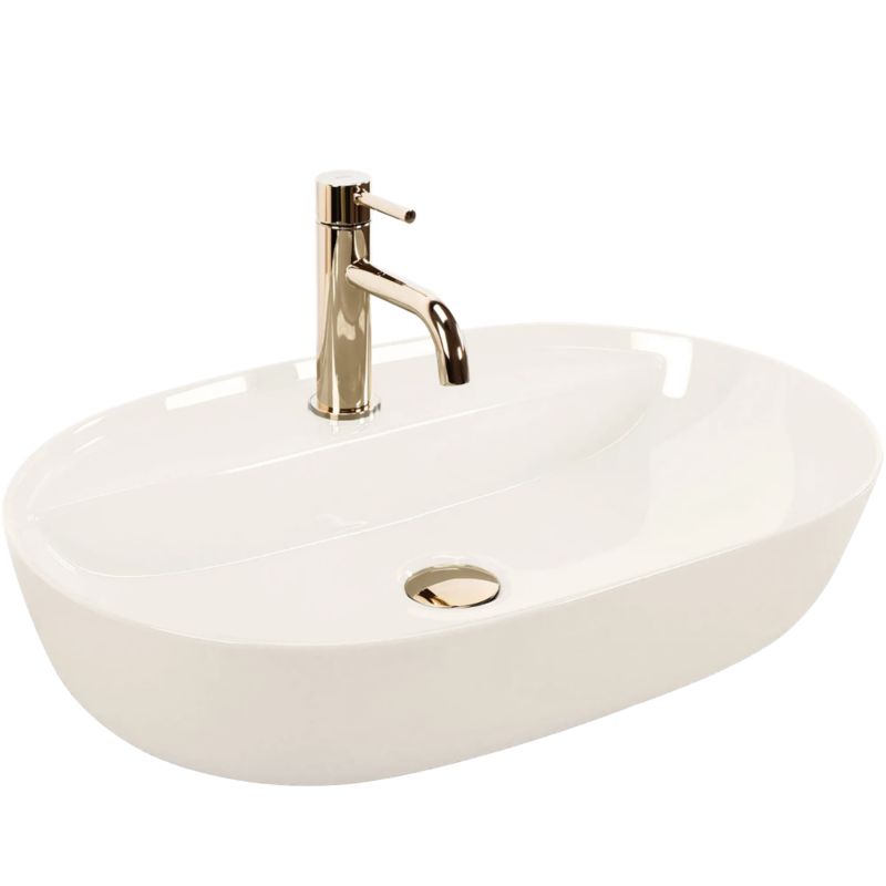 Umywalka Nablatowa Rea Aura 61 Shiny Owalna Biały 61X41X13Cm 1 Szt