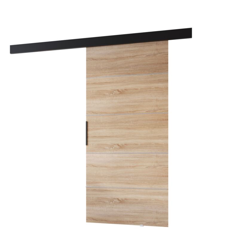 Drzwi przesuwne MINIO go for it PRIM B 96 cm dąb sonoma z czarną maskownicą 1 szt.