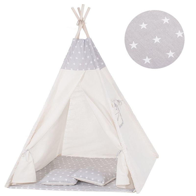 Namiot Tipi dla dzieci Springos wigwam szary w gwiazdki XXL 1 szt.