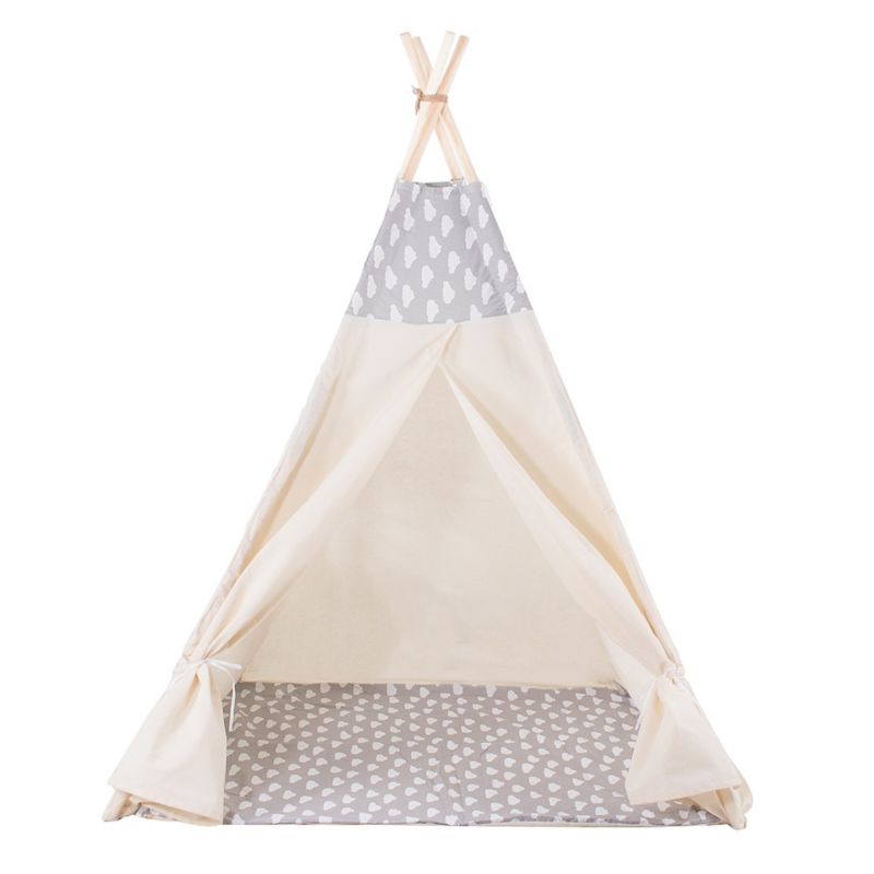 Namiot Tipi dla dzieci Springos wigwam szary w chmurki XXL 1 szt.