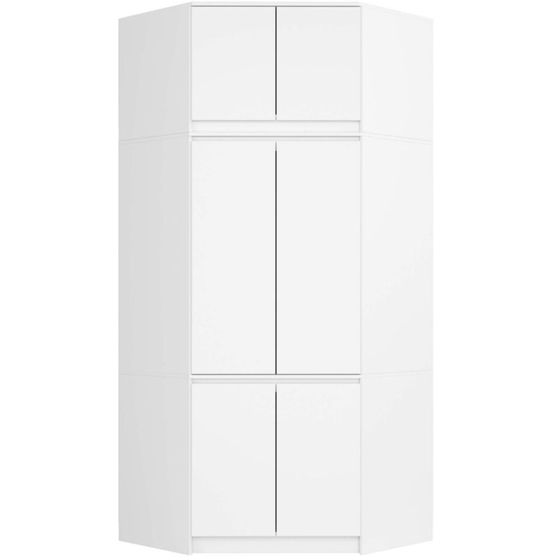 Szafa narożna z nadstawką Akord S100 Biała 100 cm 6 drzwi kolor Biały mat 9 półek 100x50x235 cm 1 szt.