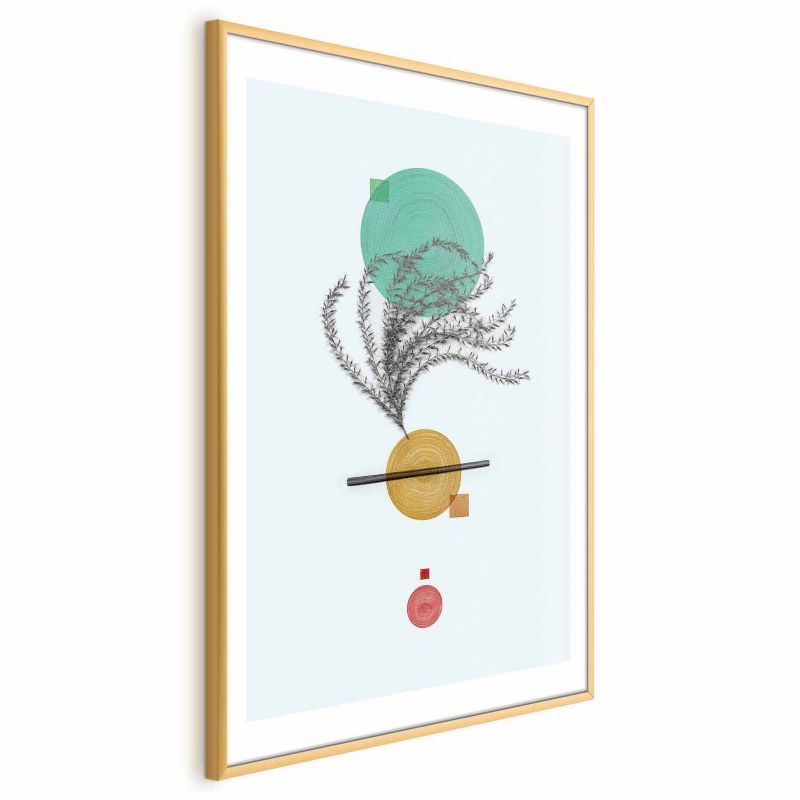 Plakat Artgeist Roślinna kompozycja 40x60 cm z ramą złotą 1 szt