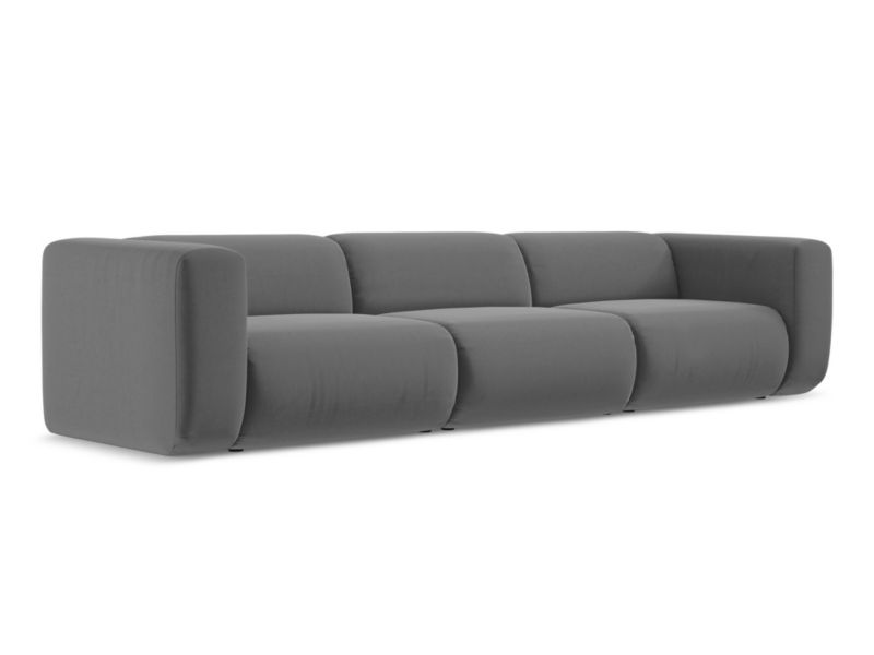 4-osobowa kanapa modułowa Makamii Ekahi z weluru 319x89 cm szary 1 szt.