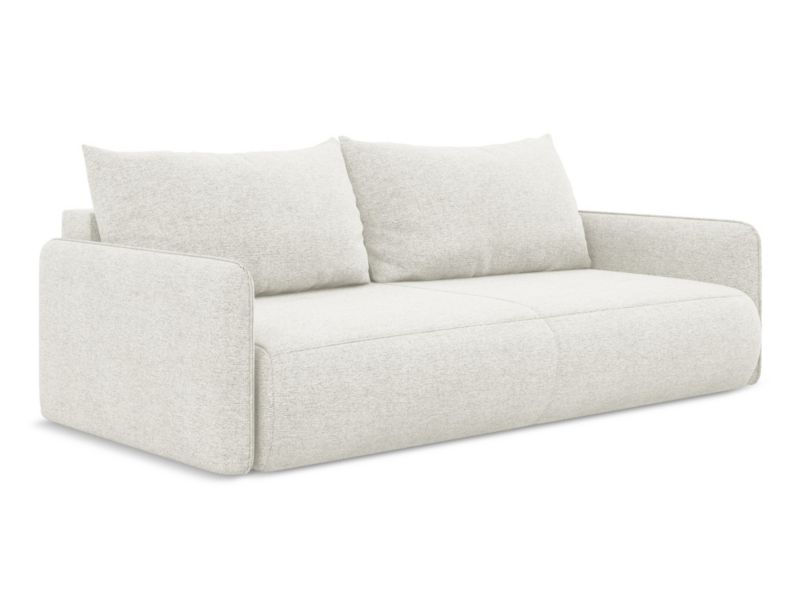 Kanapa 3-osobowa z funkcją spania Makamii Nanea z tkaniny szenilowej 216x105 cm biały 1 szt.
