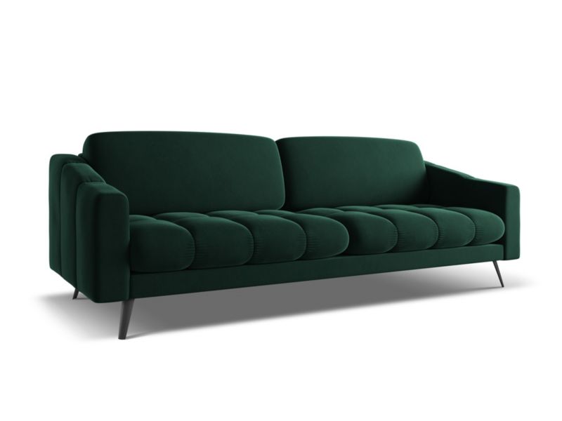 Kanapa 4-osobowa Makamii Nalu z weluru 238x95 cm butelkowa zieleń 1 szt.