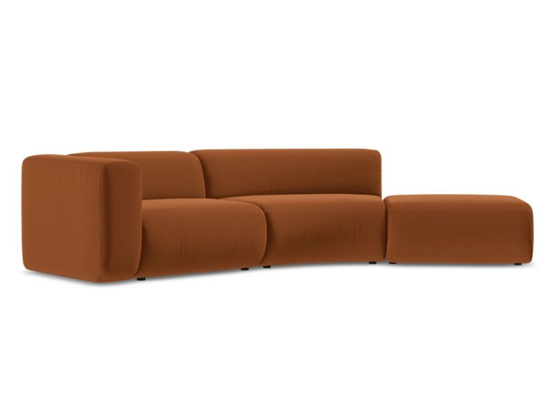4-osobowa kanapa modułowa prawa Makamii Ekahi z weluru 335x166 cm terakota 1 szt.