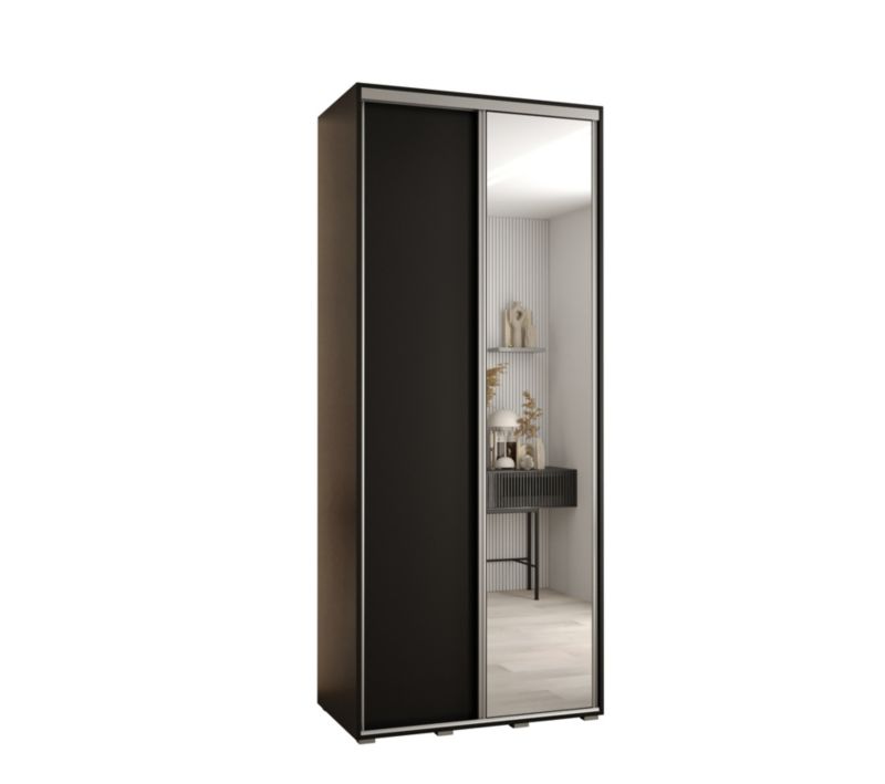 Szafa przesuwna Abiks DAVOS 3 wysoka szer.100cm gł.45cm czarny/czarny/srebrny 1szt.