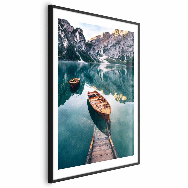 Plakat Artgeist Łodzie w Dolomitach 21x30 cm z ramą czarną 1 szt