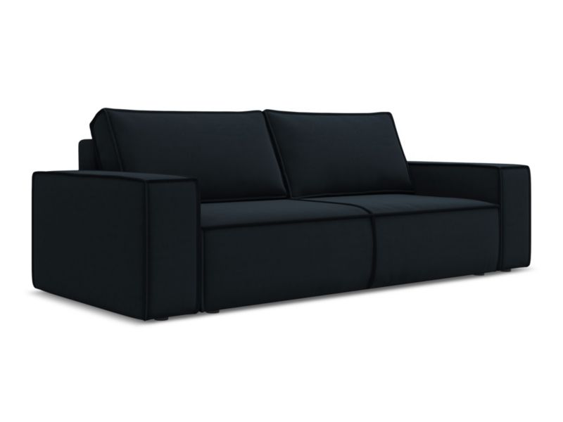 Kanapa 3-osobowa z funkcją spania Makamii Kimo z weluru 255x105 cm królewski niebieski 1 szt.