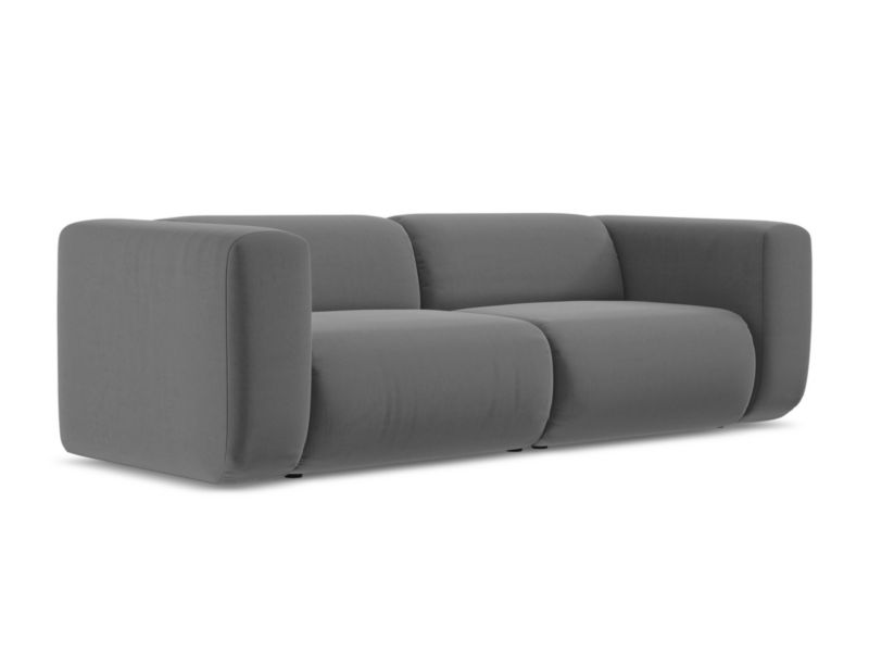 3-osobowa kanapa modułowa Makamii Ekahi z weluru 228x89 cm szary 1 szt.