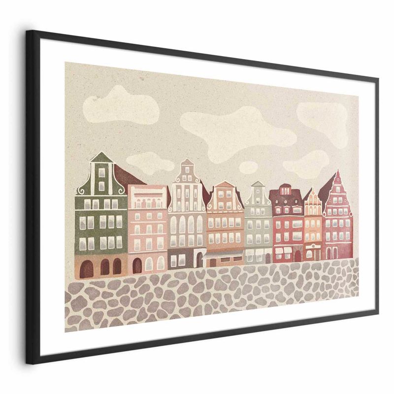 Plakat Artgeist Kolorowe Fasady 60x40 cm z ramą czarną 1 szt